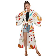 Pattern Pumpkins Autumn Maxi Kimono