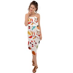 Pattern Pumpkins Autumn Waist Tie Cover Up Chiffon Dress