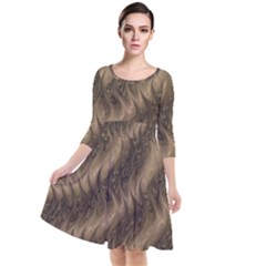 Texture Butterfly Skin Waves Quarter Sleeve Waist Band Dress by Vaneshart