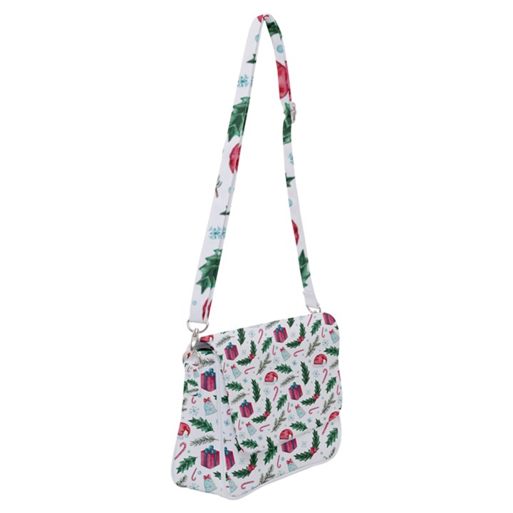 Christmas Background Shoulder Bag with Back Zipper