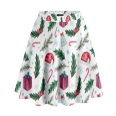 Christmas Background High Waist Skirt