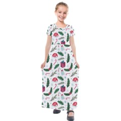 Christmas Background Kids  Short Sleeve Maxi Dress