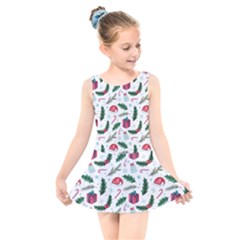 Christmas Background Kids  Skater Dress Swimsuit