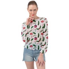 Christmas Background Banded Bottom Chiffon Top