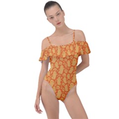 Halloween Background Frill Detail One Piece Swimsuit