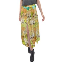 Texture Abstract Background Colors Velour Split Maxi Skirt