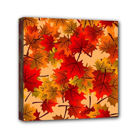 Wallpaper Background Autumn Fall Mini Canvas 6  X 6  (stretched) by Vaneshart