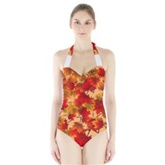 Wallpaper Background Autumn Fall Halter Swimsuit by Vaneshart