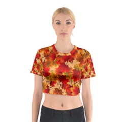 Wallpaper Background Autumn Fall Cotton Crop Top by Vaneshart