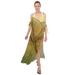 Leaves Design Pattern Nature Maxi Chiffon Cover Up Dress by Vaneshart