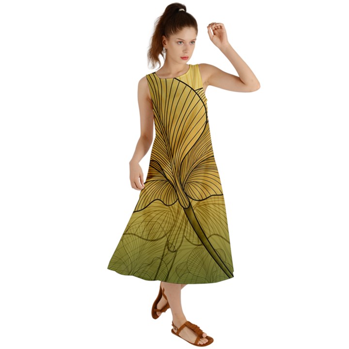 Leaves Design Pattern Nature Summer Maxi Dress