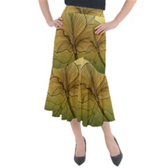 Leaves Design Pattern Nature Midi Mermaid Skirt by Vaneshart