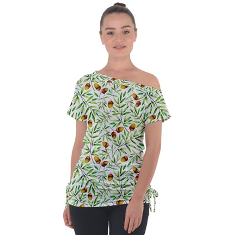 Pine Cone Pattern Autumn Tie-up Tee by Vaneshart