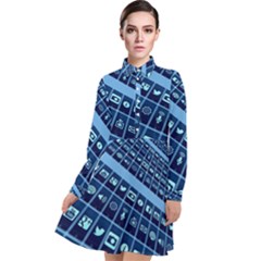 Apps Social Media Networks Internet Long Sleeve Chiffon Shirt Dress by Vaneshart