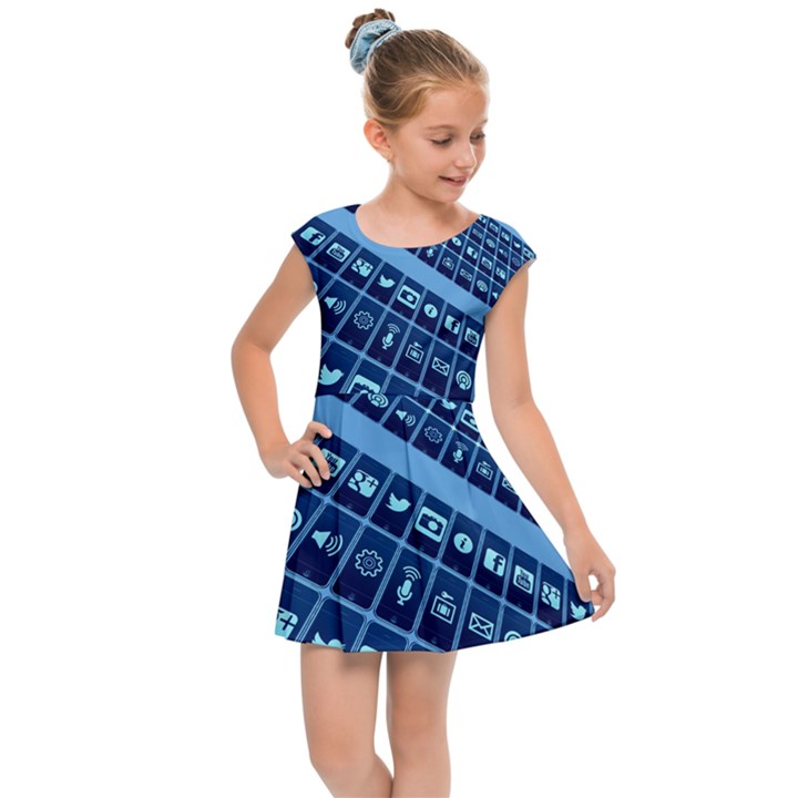 Apps Social Media Networks Internet Kids  Cap Sleeve Dress