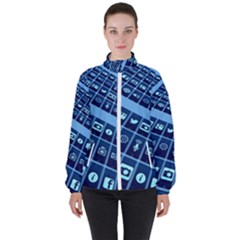 Apps Social Media Networks Internet Women s High Neck Windbreaker by Vaneshart