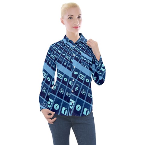 Apps Social Media Networks Internet Women s Long Sleeve Pocket Shirt by Vaneshart