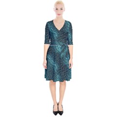 Texture Glass Network Glass Blue Wrap Up Cocktail Dress