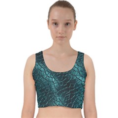 Texture Glass Network Glass Blue Velvet Racer Back Crop Top by Vaneshart