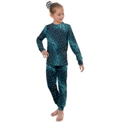 Texture Glass Network Glass Blue Kids  Long Sleeve Set  by Vaneshart