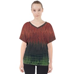 Texture Hatched Stamping Tissue V-neck Dolman Drape Top by Vaneshart