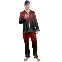 Texture Hatched Stamping Tissue Men s Satin Pajamas Long Pants Set by Vaneshart