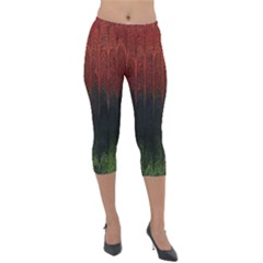 Texture Hatched Stamping Tissue Lightweight Velour Capri Leggings  by Vaneshart