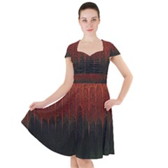 Texture Hatched Stamping Tissue Cap Sleeve Midi Dress by Vaneshart