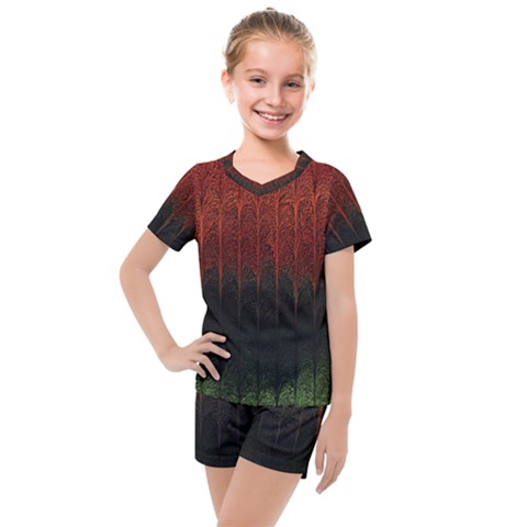 Texture Hatched Stamping Tissue Kids  Mesh Tee And Shorts Set by Vaneshart