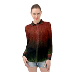 Texture Hatched Stamping Tissue Long Sleeve Chiffon Shirt