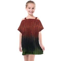 Texture Hatched Stamping Tissue Kids  One Piece Chiffon Dress by Vaneshart