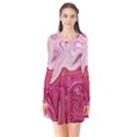 Liquid Marble Trending Abstract Paint Long Sleeve V-neck Flare Dress View1