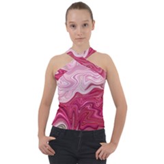 Liquid Marble Trending Abstract Paint Cross Neck Velour Top by Vaneshart