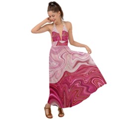 Liquid Marble Trending Abstract Paint Backless Maxi Beach Dress