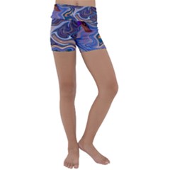 Liquid Marble Background Kids  Lightweight Velour Yoga Shorts by Vaneshart