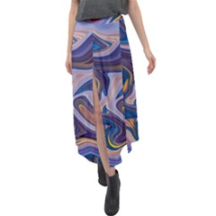 Liquid Marble Background Velour Split Maxi Skirt by Vaneshart