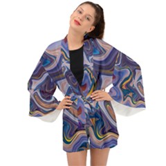 Liquid Marble Background Long Sleeve Kimono