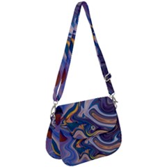 Liquid Marble Background Saddle Handbag