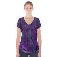 Abstract Form Pattern Texture Short Sleeve Front Detail Top by Vaneshart