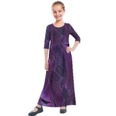 Abstract Form Pattern Texture Kids  Quarter Sleeve Maxi Dress by Vaneshart