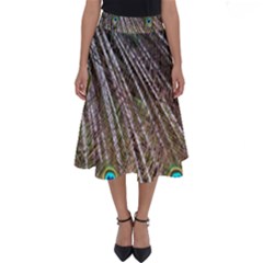 Peacock Feathers Pattern Colorful Perfect Length Midi Skirt