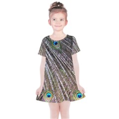 Peacock Feathers Pattern Colorful Kids  Simple Cotton Dress by Vaneshart