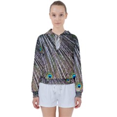 Peacock Feathers Pattern Colorful Women s Tie Up Sweat