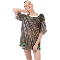 Peacock Feathers Pattern Colorful Oversized Chiffon Top