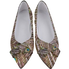 Peacock Feathers Pattern Colorful Women s Bow Heels