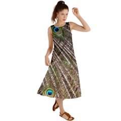 Peacock Feathers Pattern Colorful Summer Maxi Dress