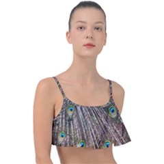 Peacock Feathers Pattern Colorful Frill Bikini Top