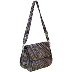 Peacock Feathers Pattern Colorful Saddle Handbag