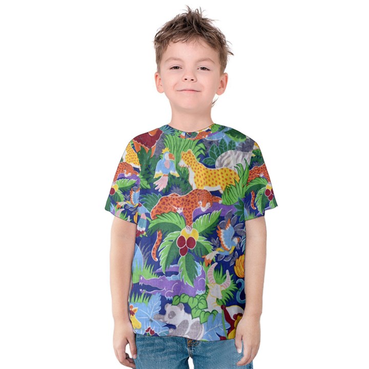 Animated Safari Animals Background Kids  Cotton Tee