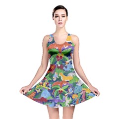 Animated Safari Animals Background Reversible Skater Dress